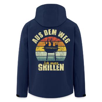 Grillen BBQ Griller Grillmeister Lustiger Spruch - Recycelte Männer Softshell-Jacke von Stanley/Stella - Navy - Hinten - AI Model Male 185 light (185cm)