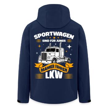 Sportwagen sind für Jungs - Männer fahren LKW - Recycelte Männer Softshell-Jacke von Stanley/Stella - Navy - Hinten - AI Model Male 185 light (185cm)
