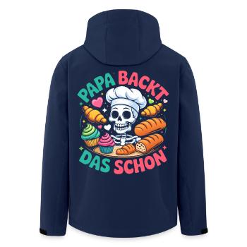 Papas Backkunst Skelett Chef - Recycelte Männer Softshell-Jacke von Stanley/Stella - Navy - Hinten - AI Model Male 185 light (185cm)