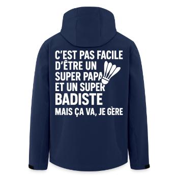 Badminton – Super Papa Badminon - Recycelte Männer Softshell-Jacke von Stanley/Stella - Navy - Hinten - AI Model Male 185 light (185cm)