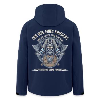 Wikinger Krieger Spruch "Der Weg eines Kriegers" - Recycelte Männer Softshell-Jacke von Stanley/Stella - Navy - Hinten - AI Model Male 185 light (185cm)