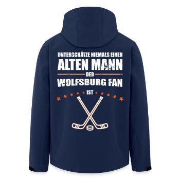 Alter Mann - Wolfsburg Eishockey Fan | Vintage - Recycelte Männer Softshell-Jacke von Stanley/Stella - Navy - Hinten - AI Model Male 185 light (185cm)