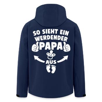 So sieht ein werdender Papa aus - Recycelte Männer Softshell-Jacke von Stanley/Stella - Navy - Hinten - AI Model Male 185 light (185cm)