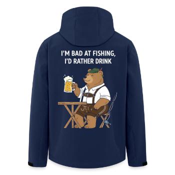 Bayerischer Bär Bier Angeln - Recycelte Männer Softshell-Jacke von Stanley/Stella - Navy - Hinten - AI Model Male 185 light (185cm)