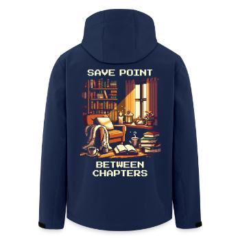 Savepoint zwischen Kapiteln | Lesepause Lesen - Recycelte Männer Softshell-Jacke von Stanley/Stella - Navy - Hinten - AI Model Male 185 light (185cm)