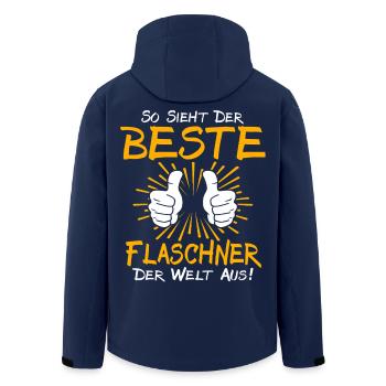 Flaschner Geschenkidee - Recycelte Männer Softshell-Jacke von Stanley/Stella - Navy - Hinten - AI Model Male 185 light (185cm)