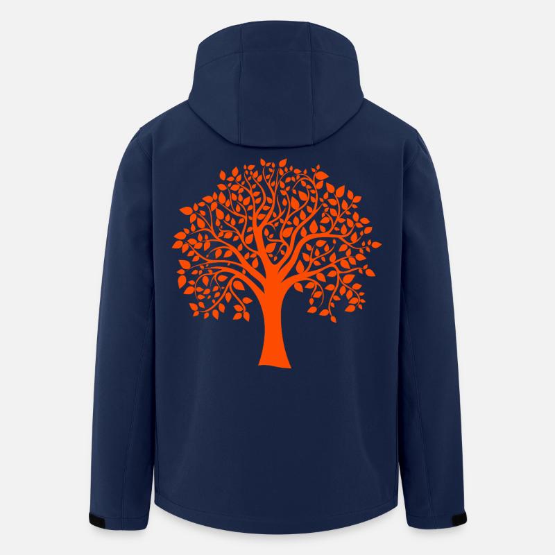 Grundsilhouette mit Orange Jumbo Tree Print - Recycelte Männer Softshell-Jacke von Stanley/Stella - Navy