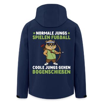 Bogensport - Coole Jungs gehen Bogenschießen - Recycelte Männer Softshell-Jacke von Stanley/Stella - Navy - Hinten - AI Model Male 185 light (185cm)