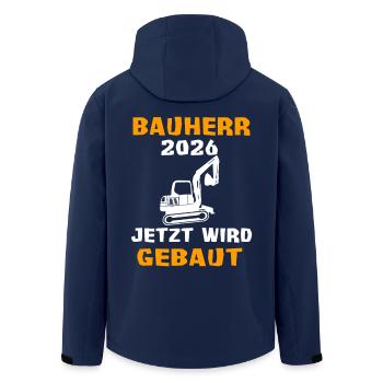 Bauherr Bagger Hausbau Traumhaus - Recycelte Männer Softshell-Jacke von Stanley/Stella - Navy - Hinten - AI Model Male 185 light (185cm)