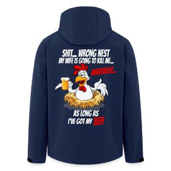 Bierhahn im Nest Cartoon Shirt - Recycelte Männer Softshell-Jacke von Stanley/Stella - Navy - Hinten - AI Model Male 185 light (185cm)