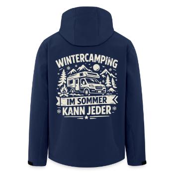 Wintercamping | Im Sommer kann jeder - Recycelte Männer Softshell-Jacke von Stanley/Stella - Navy - Hinten - AI Model Male 185 light (185cm)