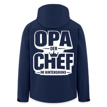 Opa Chef im Hintergrund - Recycelte Männer Softshell-Jacke von Stanley/Stella - Navy - Hinten - AI Model Male 185 light (185cm)