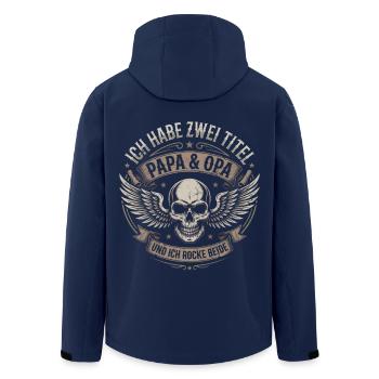 Papa & Opa: Zwei Titel - Recycelte Männer Softshell-Jacke von Stanley/Stella - Navy - Hinten - AI Model Male 185 light (185cm)