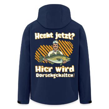 Hecht Jetzt? Hier wird Dorsch gehalten! - Recycelte Männer Softshell-Jacke von Stanley/Stella - Navy - Hinten - AI Model Male 185 light (185cm)