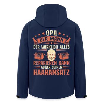 Handwerker Opa mit Glatze Humor Vatertag - Recycelte Männer Softshell-Jacke von Stanley/Stella - Navy - Hinten - AI Model Male 185 light (185cm)