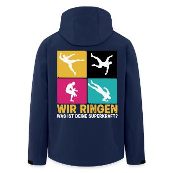 Wir Ringen Superkraft Ringer - Recycelte Männer Softshell-Jacke von Stanley/Stella - Navy - Hinten - AI Model Male 185 light (185cm)