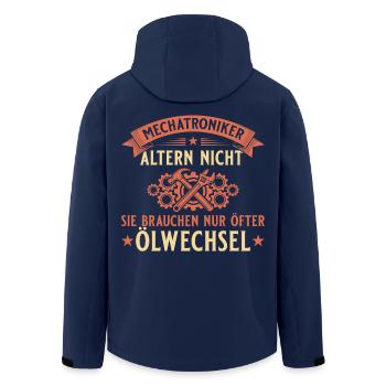 Mechatroniker altern nicht – Nur Ölwechsel - Recycelte Männer Softshell-Jacke von Stanley/Stella - Navy - Hinten - AI Model Male 185 light (185cm)