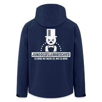 Junggesellenabschied – Nie Mehr Wie Es War! (W) - Recycelte Männer Softshell-Jacke von Stanley/Stella - Navy - Hinten - AI Model Male 185 light (185cm)