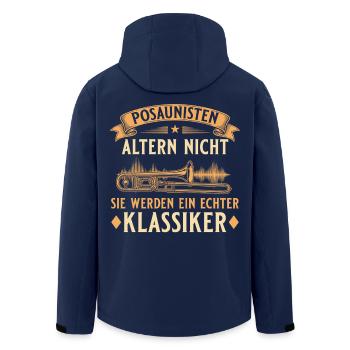 Posaunisten altern nicht – Echter Klassiker - Recycelte Männer Softshell-Jacke von Stanley/Stella - Navy - Hinten - AI Model Male 185 light (185cm)