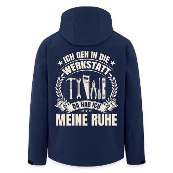 Werkstatt da hab ich meine Ruhe – Handwerker - Recycelte Männer Softshell-Jacke von Stanley/Stella - Navy - Hinten - AI Model Male 185 light (185cm)