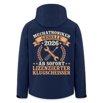 Mechatroniker Geselle 2026 – Ausbildung Bestanden - Recycelte Männer Softshell-Jacke von Stanley/Stella - Navy - Hinten - AI Model Male 185 light (185cm)