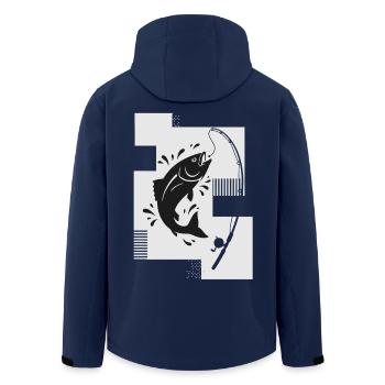 Angeln Fisch Silhouette Angelrute - Recycelte Männer Softshell-Jacke von Stanley/Stella - Navy - Hinten - AI Model Male 185 light (185cm)