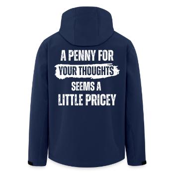 Ein Penny für deine Gedanken scheint etwas teuer zu sein - Recycelte Männer Softshell-Jacke von Stanley/Stella - Navy - Hinten - AI Model Male 185 light (185cm)