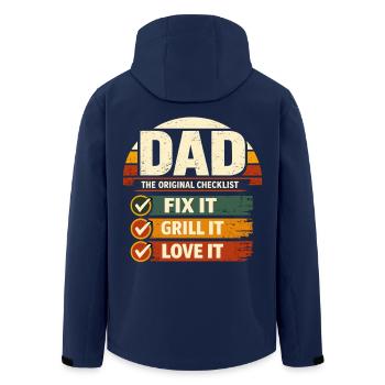 Dad Checklist Fix It Grill It Love It Humor - Recycelte Männer Softshell-Jacke von Stanley/Stella - Navy - Hinten - AI Model Male 185 light (185cm)