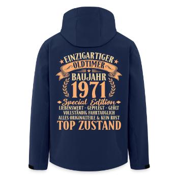 1971 Baujahr Oldtimer 55. Geburtstag Geschenkidee - Recycelte Männer Softshell-Jacke von Stanley/Stella - Navy - Hinten - AI Model Male 185 light (185cm)