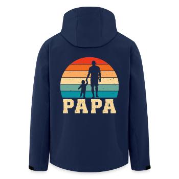 Vater mit Sohn retro papa und sohn - Recycelte Männer Softshell-Jacke von Stanley/Stella - Navy - Hinten - AI Model Male 185 light (185cm)