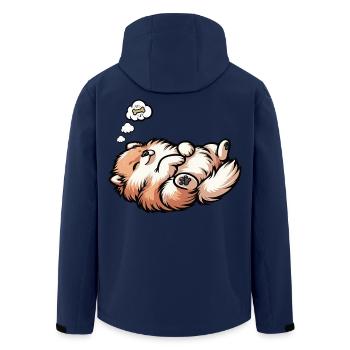 Pomeranian Pomeranian Pomeranian Spitz Dog Miniature Spitz Holder - Men’s Recycled Softshell Jacket by Stanley/Stella - navy - Back - AI Model Male 185 light (185cm)