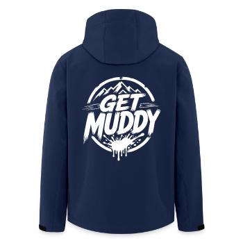 Get Muddy - White Logo  - Recycelte Männer Softshell-Jacke von Stanley/Stella - Navy - Hinten - AI Model Male 185 light (185cm)