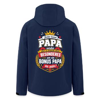 Bonus Papa – Besonderes Vatersein - Recycelte Männer Softshell-Jacke von Stanley/Stella - Navy - Hinten - AI Model Male 185 light (185cm)