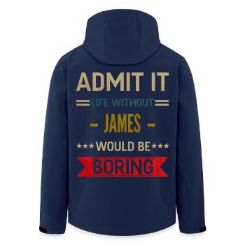 Gib es zu, das Leben ohne James wäre langweilig, James - Recycelte Männer Softshell-Jacke von Stanley/Stella - Navy - Hinten - AI Model Male 185 light (185cm)