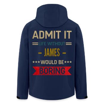 Gib es zu, das Leben ohne James wäre langweilig, James - Recycelte Männer Softshell-Jacke von Stanley/Stella - Navy - Hinten - AI Model Male 185 light (185cm)