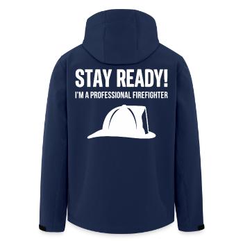 Feuerwehrmann Stay Ready - Recycelte Männer Softshell-Jacke von Stanley/Stella - Navy - Hinten - AI Model Male 185 light (185cm)