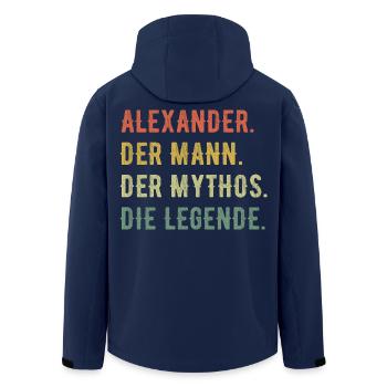 Alexander Vorname Der Mann Der Mythos Die Legende - Recycelte Männer Softshell-Jacke von Stanley/Stella - Navy - Hinten - AI Model Male 185 light (185cm)