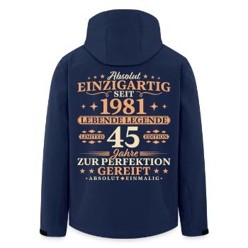 45. Geburtstag Einzigartig Baujahr 1981 - Recycelte Männer Softshell-Jacke von Stanley/Stella - Navy - Hinten - AI Model Male 185 light (185cm)