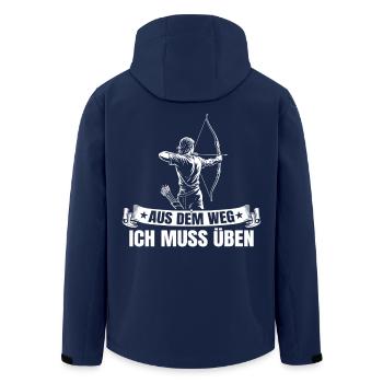 Bogenschießen Ich muss üben - Bogensport - Recycelte Männer Softshell-Jacke von Stanley/Stella - Navy - Hinten - AI Model Male 185 light (185cm)