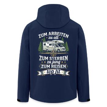 Rentner Wohnmobil - Lustiges Camping Opa T-Shirt - Recycelte Männer Softshell-Jacke von Stanley/Stella - Navy - Hinten - AI Model Male 185 light (185cm)