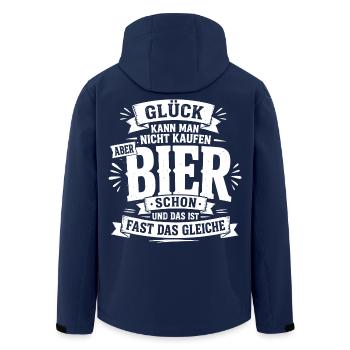 Glück kann man nicht kaufen, aber Bier schon - Recycelte Männer Softshell-Jacke von Stanley/Stella - Navy - Hinten - AI Model Male 185 light (185cm)