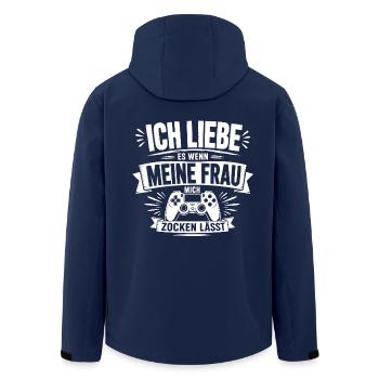 Ich liebe es, wenn meine Frau mich zocken lässt - Recycelte Männer Softshell-Jacke von Stanley/Stella - Navy - Hinten - AI Model Male 185 light (185cm)