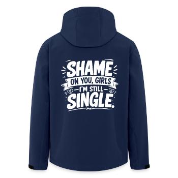 Shame on You, Girls – I'm Still Single - Recycelte Männer Softshell-Jacke von Stanley/Stella - Navy - Hinten - AI Model Male 185 light (185cm)