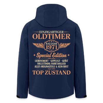 Baujahr 1971 Einzigartiger Oldtimer 55. Geburtstag - Recycelte Männer Softshell-Jacke von Stanley/Stella - Navy - Hinten - AI Model Male 185 light (185cm)