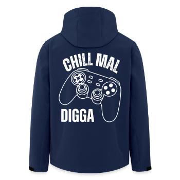 Chill mal Digga lustige Gamer Gaming Sprüche  - Recycelte Männer Softshell-Jacke von Stanley/Stella - Navy - Hinten - AI Model Male 185 light (185cm)