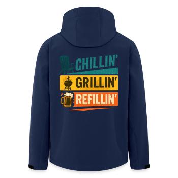 Chill Grill Refill Grillen Bier Design - Recycelte Männer Softshell-Jacke von Stanley/Stella - Navy - Hinten - AI Model Male 185 light (185cm)