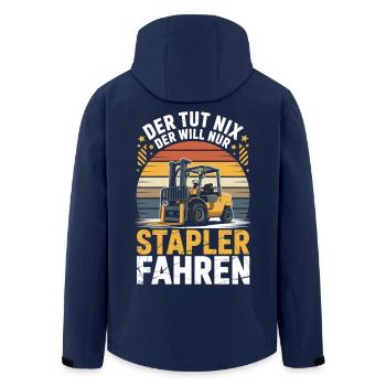 Staplerfahrer aus Leidenschaft - Recycelte Männer Softshell-Jacke von Stanley/Stella - Navy - Hinten - AI Model Male 185 light (185cm)