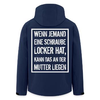 Wenn jemand eine Schraube locker hat, kann das an  - Recycelte Männer Softshell-Jacke von Stanley/Stella - Navy - Hinten - AI Model Male 185 light (185cm)