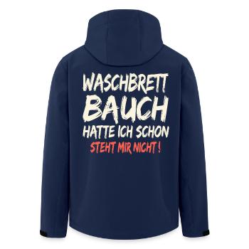 Waschbrett Bauch Spruch - Recycelte Männer Softshell-Jacke von Stanley/Stella - Navy - Hinten - AI Model Male 185 light (185cm)