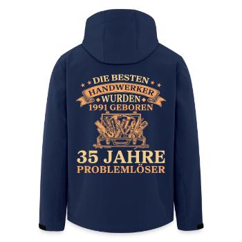 Jahrgang 1991 geboren Handwerker 35. Geburtstag - Recycelte Männer Softshell-Jacke von Stanley/Stella - Navy - Hinten - AI Model Male 185 light (185cm)